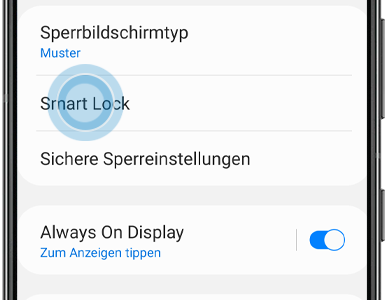 Smart Lock ist in den Sperrbildschirm-Optionen eines Galaxy Smartphones markiert.