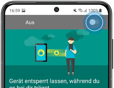 Der Schieberegler für die Smart Lock-Option Trageerkennung wird aktiviert.