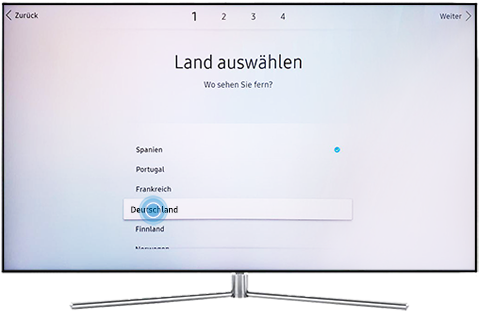 Wähle das Land aus, in dem du deinen Samsung Smart TV benutzt.