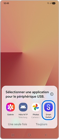 Sélectionne Smart Switch sur la fenêtre contextuelle