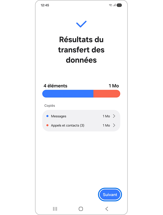 Appuie sur Suivant une fois la réception terminée