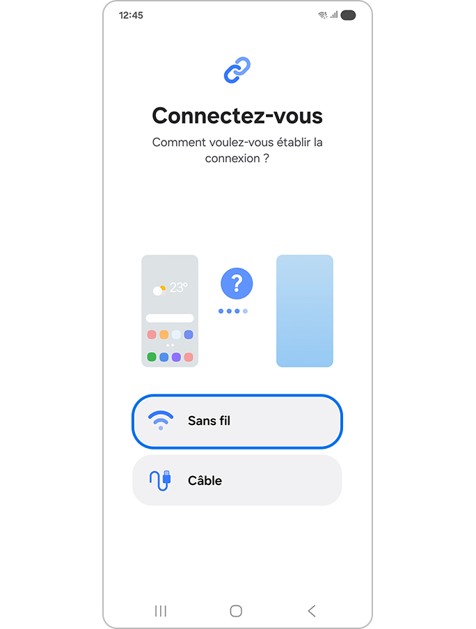 Sélection de l'option Sans fil