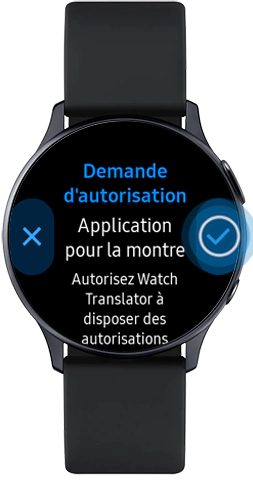 Image décrivant comment finaliser l’installation de Watch Translator sur votre Galaxy Watch2