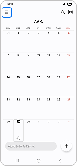 Cliquer sur l’icône Menu