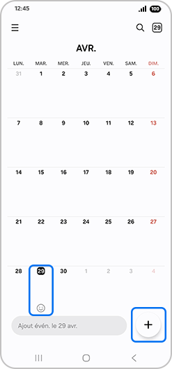 Appuyer sur le signe Plus (+)
