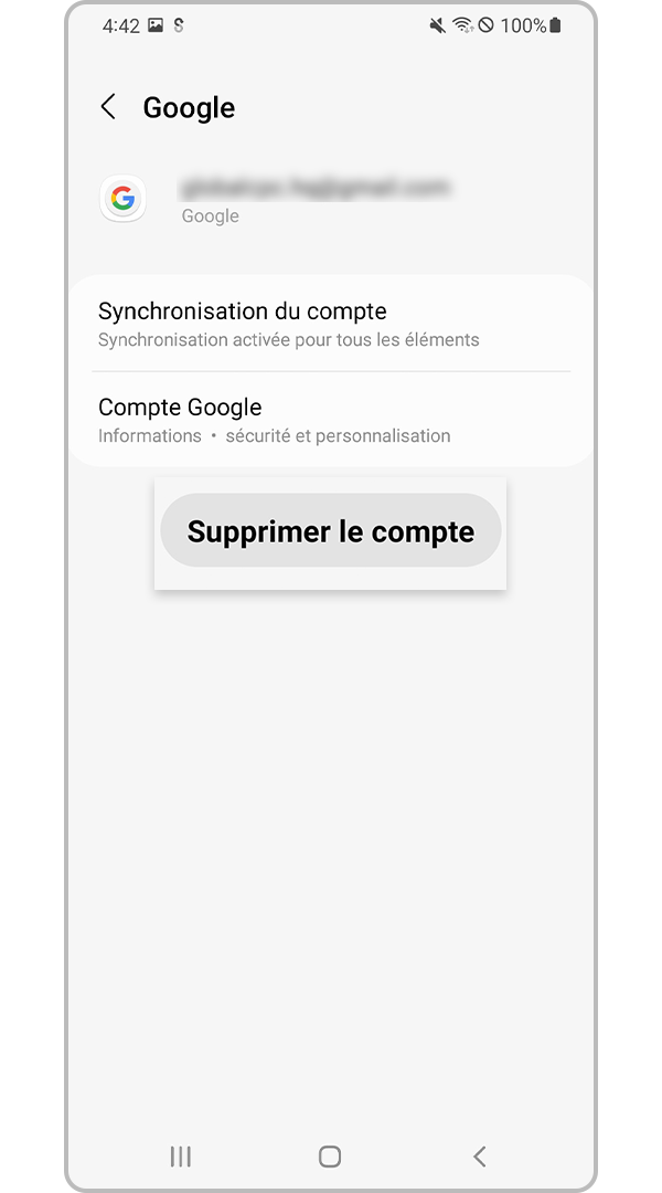 Supprimer le compte Google