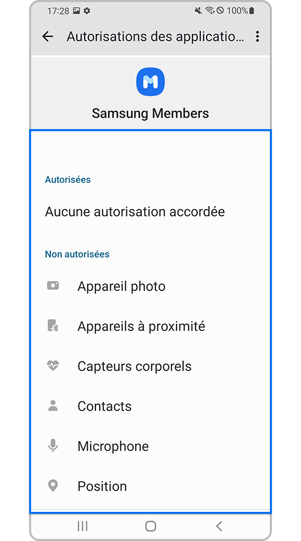 Donner des autorisations pour une application
