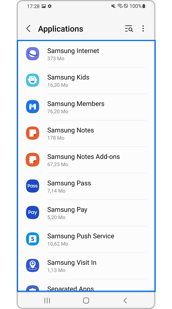 Choisir l’application pour modifier les autorisations