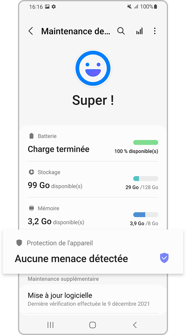 Sélectionne Protection de l’appareil