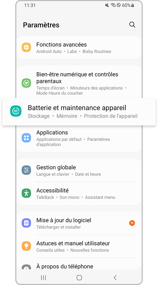Batterie et maintenance de l’appareil