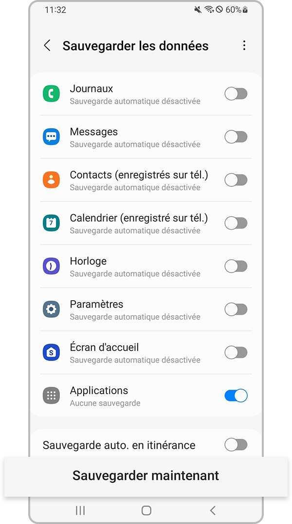 Sélectionner Sauvegarder maintenant