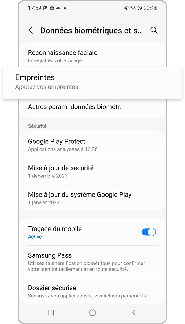 reconnaissance d’empreinte digitale - étape 2