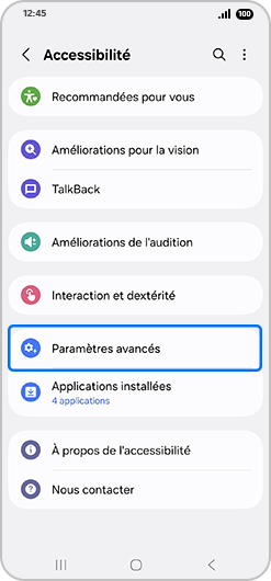 Sélectionner Paramètres avancés