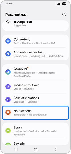 Sélectionner Notifications