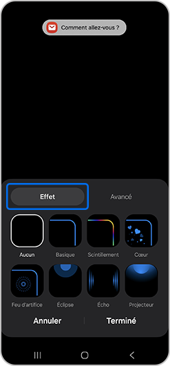 Sous l'onglet Effet, sélectionne celui qui te plaît le plus