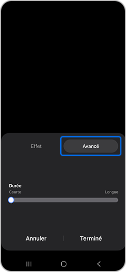 Sous l'onglet Avancé, sélectionne la durée