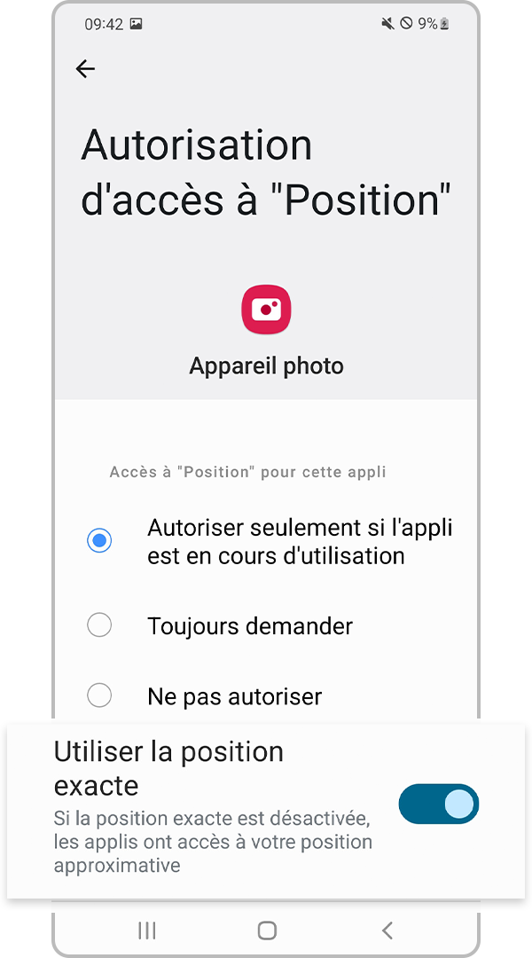 Activer l’utilisation de la position exacte