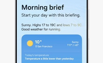 Interface Maintenant Brief sur un smartphone Galaxy