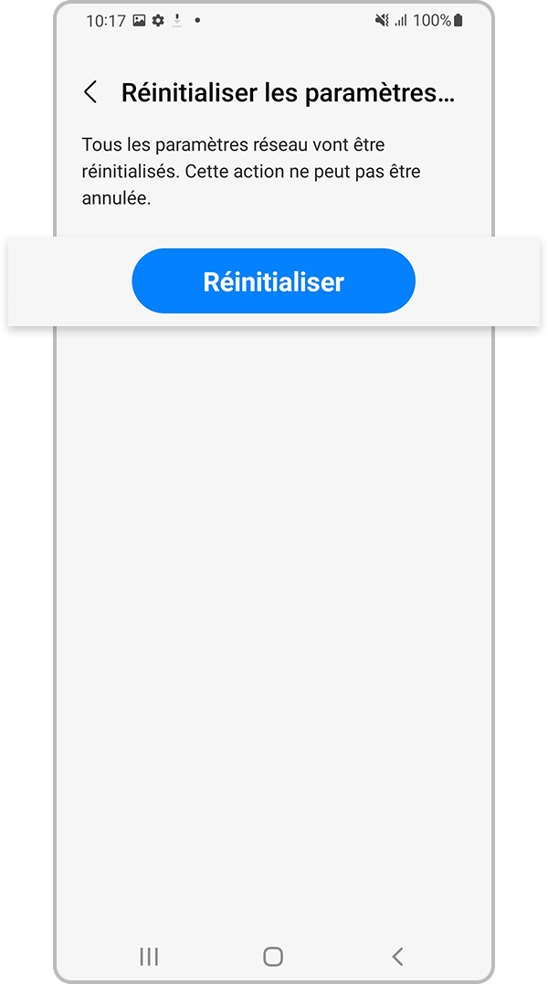 Vérifier les informations et appuyer sur Réinitialiser