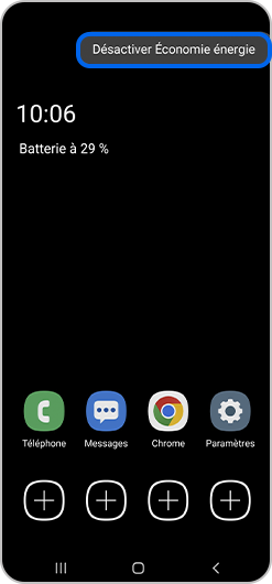 Appuyer sur Désactiver Économie énergie