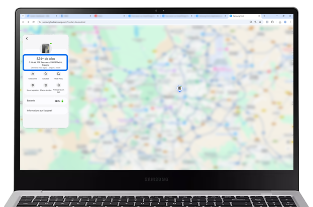 En appuyant sur Actualiser la position de l'appareil sera mise à jour