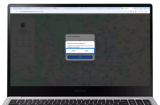 En appuyant sur Arrêter le suivi de l'appareil cesse