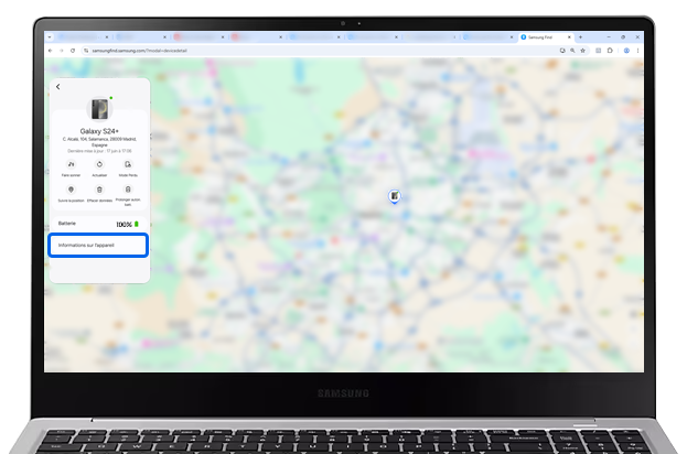 Clique sur la rubrique Informations sur l'appareil
