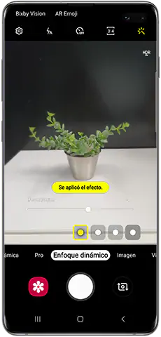 Efectos de desenfoque Live Focus de la cámara del Galaxy S10