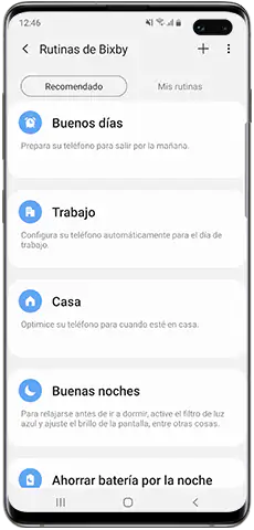 Lista de Rutinas de Bixby recomendadas