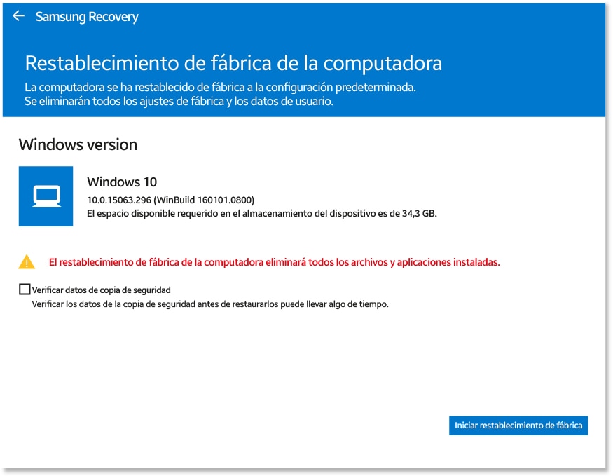 Select Computer factory reset, and then select Start factory reset.