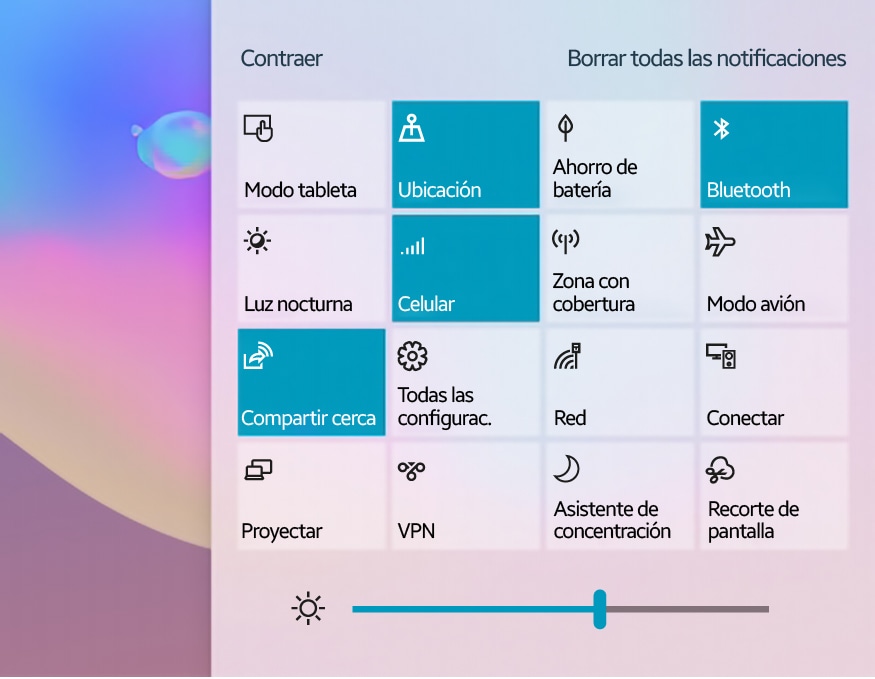 Adjust the brightness from Action Center