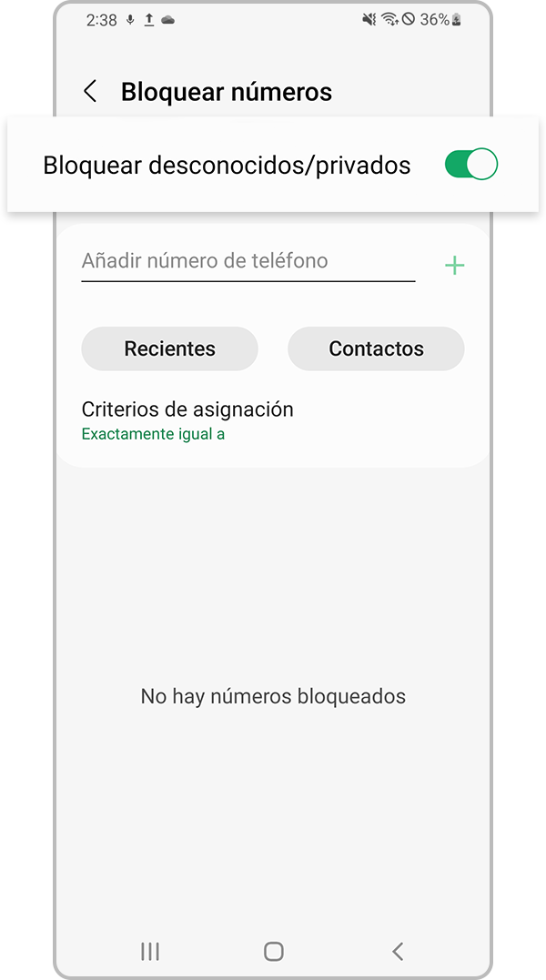 comprobar dispositivo que bloquea números desconocidos paso 4