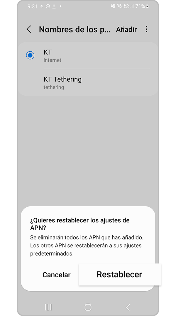 restablecer la configuración de red paso 5