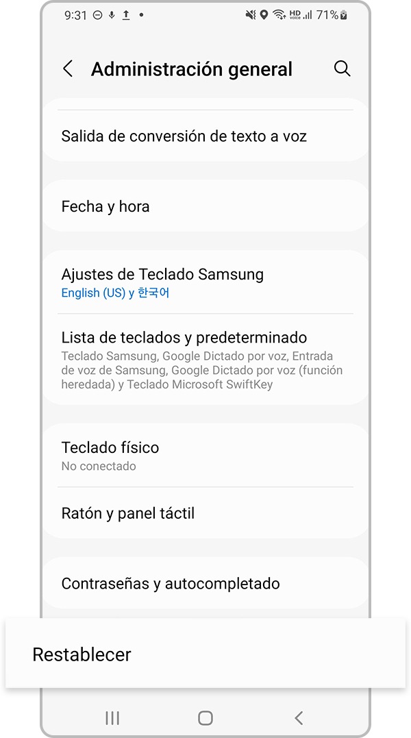 restablecer la configuración de red paso 2