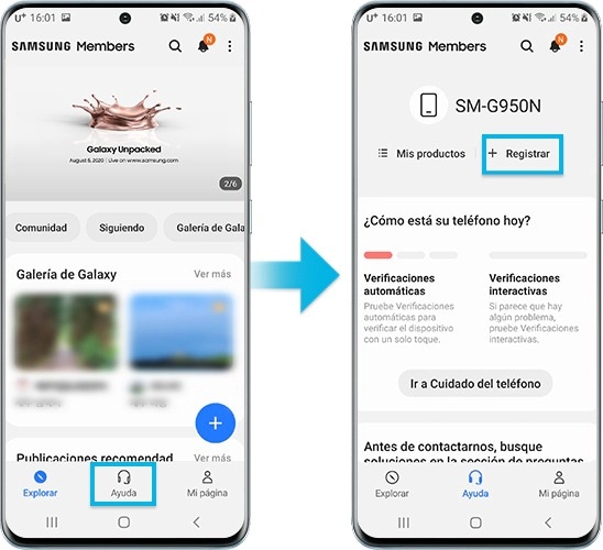 Registro con Miembros de Samsung