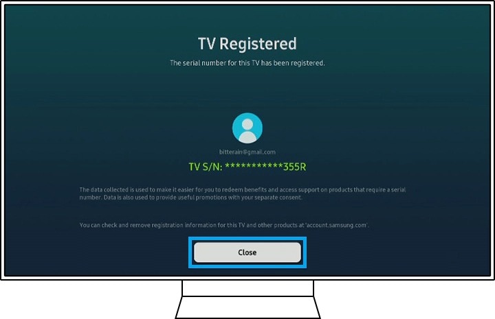 Registro del televisor