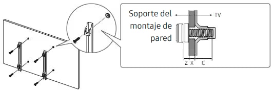 Tornillo asergurado con arandelas en la base de pared