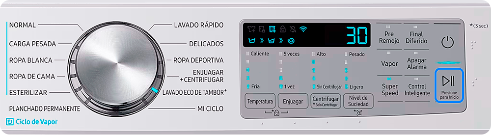 usa la función eco lavado de tambor+
