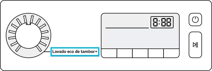 usa la función eco drum clean en el panel de control