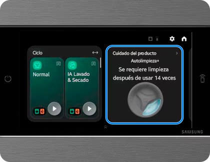 Ciclo de limpieza en una lavadora Bespoke AI