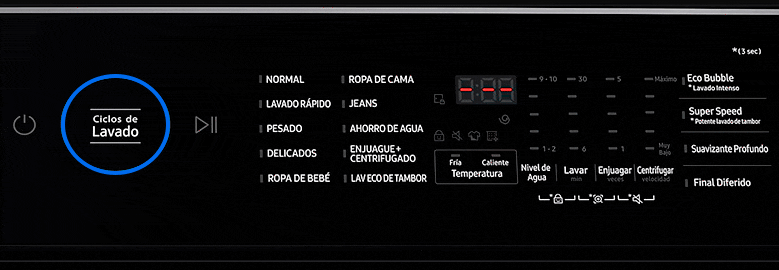 Configuración del Final diferido en la lavadora carga superior