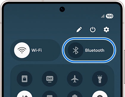 Panel de ajustes rápidos con la opción Bluetooth remarcada
