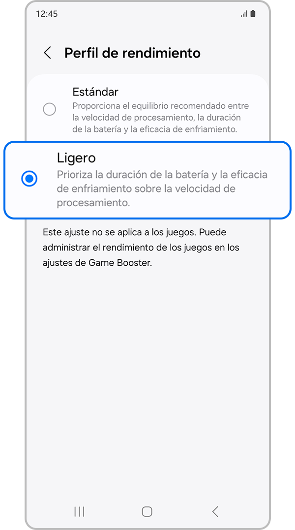 Activar el modo de rendimiento ligero paso 5.