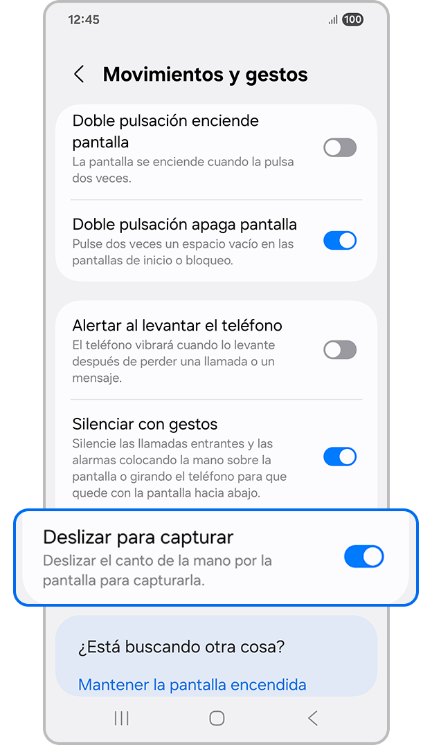 Activación de la función Deslizar para capturar