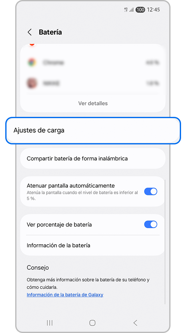 paso 3 para activar la carga rápida