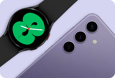 Reloj y celular samsung de muestra en forma diagonal