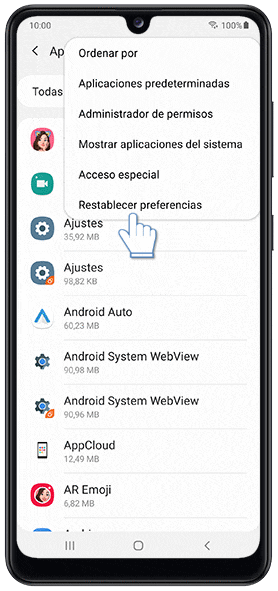 Restablecer preferencias de aplicaciones