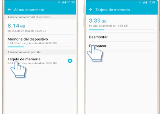 Proceso para formatear una tarjeta de microsd