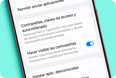 Función Visibilidad de contraseñas activa