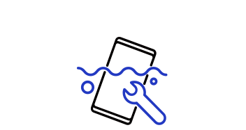 Ícono de reparación de celular con ondas de agua